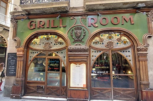 The Grill Room Bar restaurant, the Gothic Quarter, protected as an Asset of Cultural Interest in Barcelona